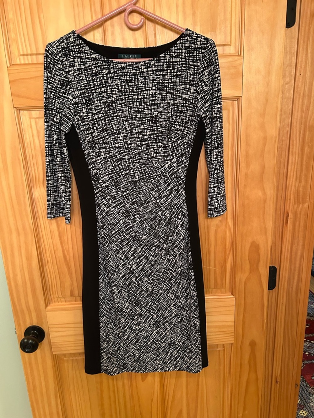Ralph Lauren Black and White Long Sleeve Sheath Dress